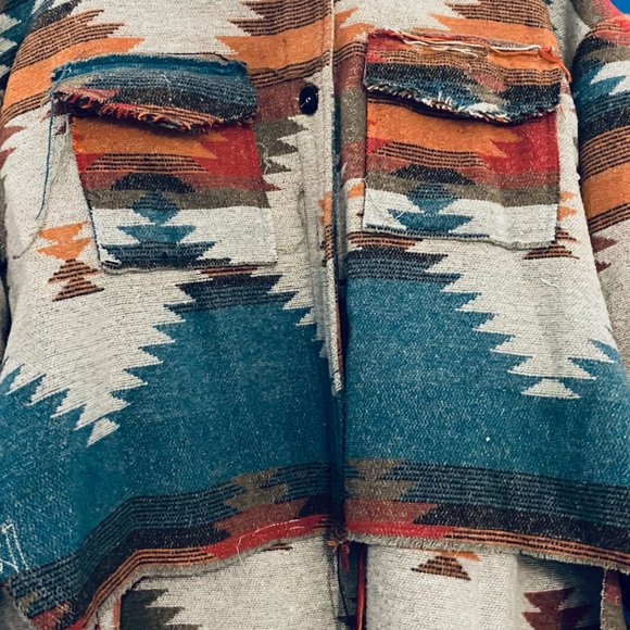 ZION DISTRESSED BUTTON DOWN SHACKET - RUST - Picture 7 of 10